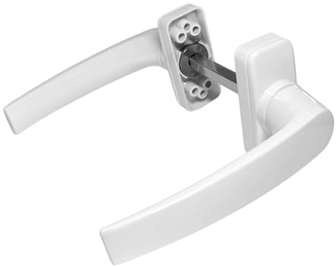 Sivenci - Juego de Manillas de Aluminio Para Puertas | Manilla de Roseta | Escudo rectangular | Cuadradillo de 8 mm | Manivela Reversible | Lacado Blanco