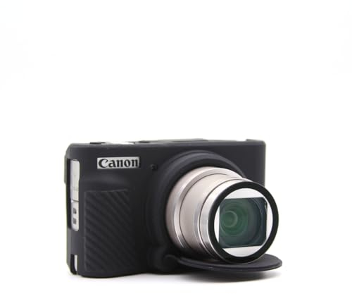 MUZIRI KINOKOO Silicone Case for Canon PowerShot SX740 SX730 HS Camera - Soft Rubber SX730 SX740 HS Protective Case with Removeable Lens Cover - Slim Fit SX740 sx730 HS Case- Black
