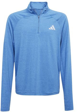 adidas Unisex Kids GOTO PZ 1/4 Zip Longsleeve TEE, Bright Cyan/Team Royal Blue/Reflective Silver, 7-8 Years