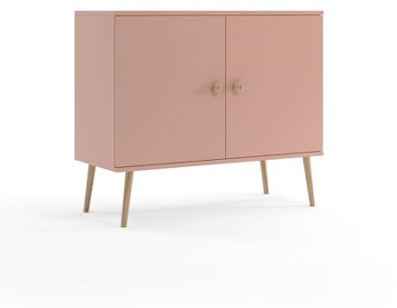 BETTSO - IKON Kommode - 2-türig - Beistellschrank, TV Schrank, Schrank mit Einlegeböden, Aufbewahrungsschrank, Schrank, Highboard, Sideboard, Wohnzimmer Möbel, Vintage - Rosa