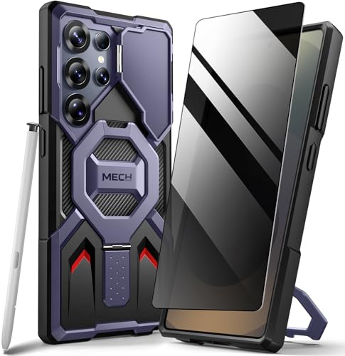 TONGATE for Samsung Galaxy S24 Ultra Case Compatible with MagSafe, [Ring Stand & Camera Cover Kickstand] Drop Shockproof Rugged Protection Phone Case for S24 Ultra with Screen Protector 6.8,Dark Blue