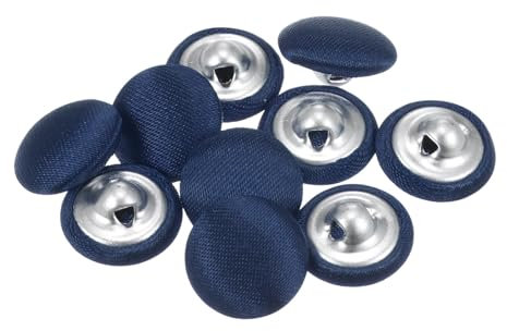 QUARKZMAN 10 Stück Dunkelblau Knöpfe mit Stoffüberzug 12,5mm Satinstoff Bezogen Nähknöpfe Runde Bastelknöpfe Metallschaft Ösenknöpfe Vintage für Mantel Kleidung Jacke Blazer Anzüge DIY