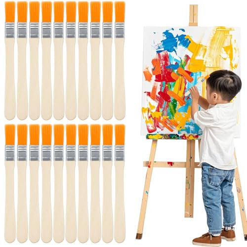 20PCS Paint Brush, Small Paint Brushes Gloss Paint Brush Reusable Nylon Paint Brushs Nylon Bristle with Wood Handle Painting Tool for Art Painting Wall, Door, Cabinets, Furniture, Fences