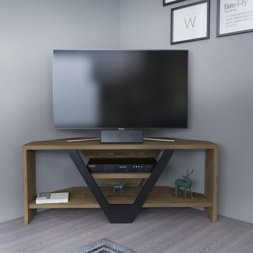Hanah Home Elegante Soporte para televisión, Oud & Black, 90 x 35 x 36,8 cm, 100% melamina revestida, 18 mm de Grosor, diseño Moderno para Salas de Estar y Espacios de Entretenimiento