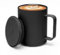 CEWROM Kaffeebecher 400 ml, Thermobecher aus Edelstahl, Doppelwandige Vakuumisolierte Kaffee und Teetasse mit rutschfestem Griff und Schiebemoduldeckel- großem Volumen (Schwarz)