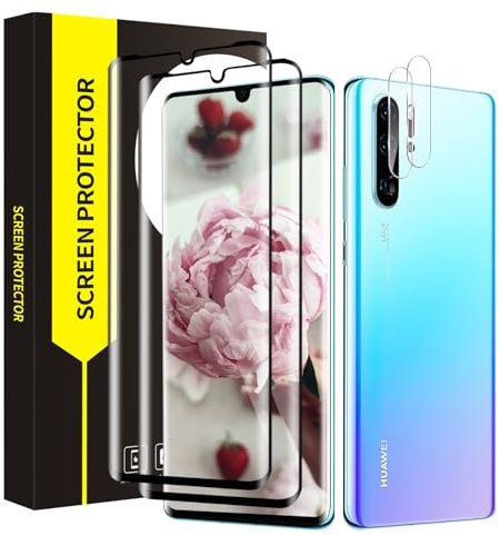 Bodyguard 2+2 Stück Schutzfolie für Panzerglas für Huawei P30 Pro, Kamera Schutzfolie+9H Härte Schutzglas für Huawei P30 Pro, Sensitive Touch, 3D Kante, Ultra-Klar Huawei P30 Pro Displayschutzfolie