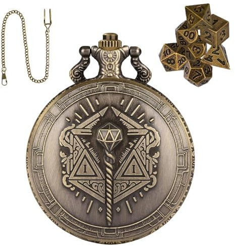 Taschenwürfel, Taschenuhr, Würfeltaschenuhr, tragbares Würfelspiel mit Würfelspielzeug, Taschenuhr, 7-teiliges Würfel-Set aus Metall, klein