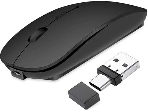 Qxvnm Wireless Mouse Bluetooth 5.2 & 3.0 + USB & USB-C 2.4 GHz Receiver- Rechargeable Mice for Macbook Pro/Air/iPad/Laptop/Chromebook/Computer/Android tablet Compatible with TypeC & usb Port Devices
