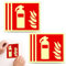 Lot de 6 panneaux d'extincteur en PVC de qualité supérieure - Étiquettes autocollantes et lumineuses - 15 x 15 cm - Convient pour les extincteurs pour la maison, les centres commerciaux, les garages,