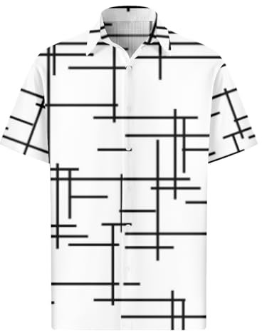 Hemd Herren Kurzarm Hawaii Hemd Männer Button Down Sommerhemd Drucken Hawaiishirt Urlaub Strandshirt Atmungsaktiv Freizeithemd Faltenfrei Herrenhemden Lässig T-Shirt Sommer Outfit(#C White,XXL)