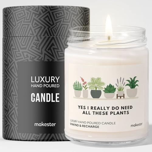 Gift for Plant Lover - Luxury Soy Wax Candle - Vanilla, Jasmine, Sugared Almond - Makester