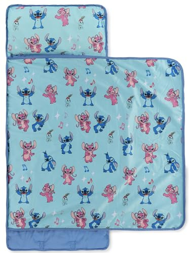 Tapis de Sieste Disney Lilo et Stitch pour Enfant, Sac de Couchage Doux avec Oreiller intégré pour l’école, la crèche ou Les soirées Pyjama