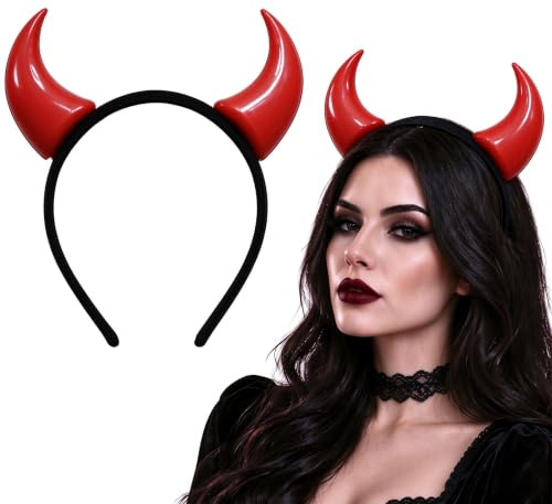 FGTOPBY Teufelshörner Haarreif,Teufelsohren Teufel,Vampir Teufelsohren Devil Ears für Kostüm Party,Kopfbedeckung Mottoparty Halloween Fasching Party & Karneval (Rot)