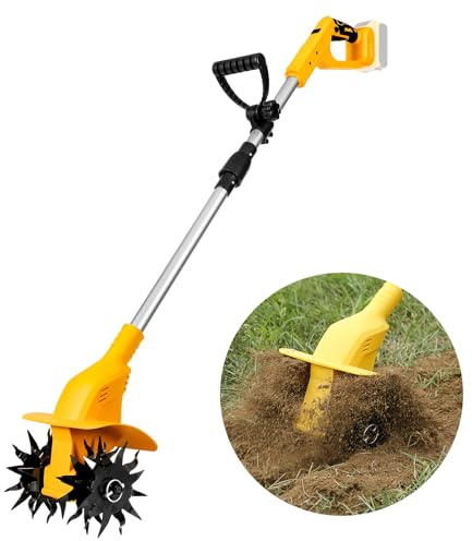 Cordless Tiller Compatible with Dewalt 20V (Tool Only) - 300W Brushless Motor, 8 Tilling Width/6.3 Depth, 330 RPM Speed, 48 Steel Rotary Tines