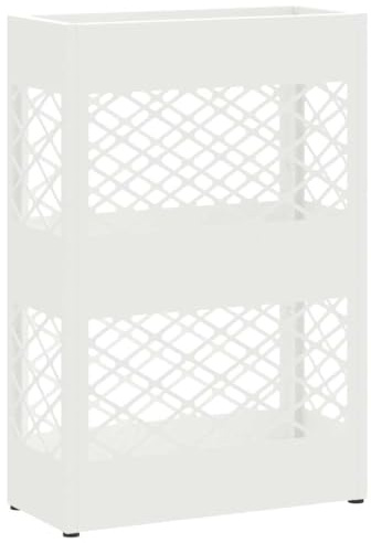 vidaXL Rain Umbrella Stand White 28 x 12 x 41 cm Steel