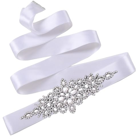 HSTWODE Strass Hochzeit Pailletten Gürtel, Kristall Strass Gürtel,Hochzeit Satin Schärpe Brautgürtel für Party Ballkleid Abendkleider Braut Team Bride
