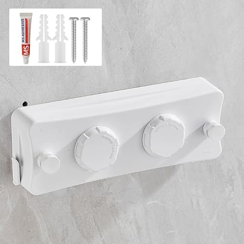 GOEDCH Tendedero retráctil de 5,1 m de cuerda doble de acero inoxidable: perilla ajustable de acero inoxidable cuerda retráctil para secar la ropa, tendedero retráctil para montaje en pared (dos