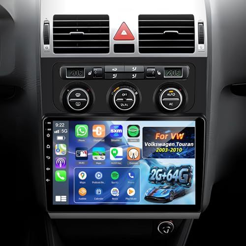 [2G+64G] Android Radio Coche para VW Volkswagen Touran 2003-2010 con Wireless Carplay y Android Auto, Radio de Coche con Pantalla Táctil de 10,1 Pulgadas con GPS/WiFi/Bluetooth/EQ/FM RDS