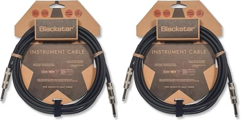 BLACKSTAR Cavo per strumenti da 1,5 m (5 piedi) Jack da ¼ diritto a jack da ¼ diritto, per basso/chitarra elettrica/elettroacustica/tastiera/amplificatore (Confezione da 2)