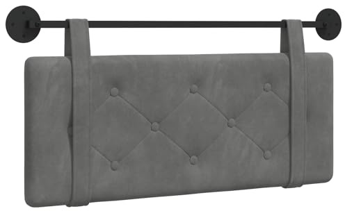 vidaXL Hängendes Kopfteil Dunkelgrau Samt, Moderner rechteckiger Wand-Headboard aus Samt, bezogen mit Bändern, Knopfsteppung für entspannende Schlafzimmer-Deko