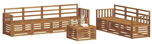vidaXL Sofagarnituren 8 pcs Natur Massivholz Akazie, Moderne Garten-Sofa-Ecke, Bequeme Sitzgruppe für Terrasse, langlebig und stylisch