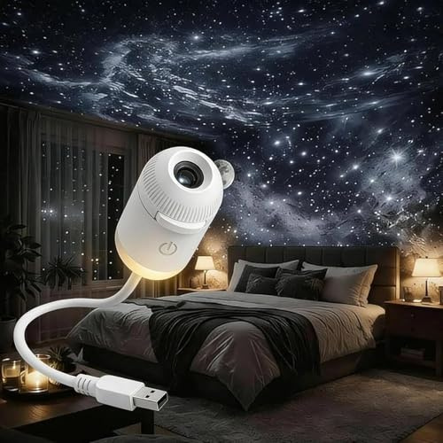 JIABAOZ 2-in-1 Galaxy Projector Night Light, Multifunctional Portable Starry Sky Night Light Projector, 360° Rotating USB Powered with HD Films for Car and Bedroom Decoration (6-image)