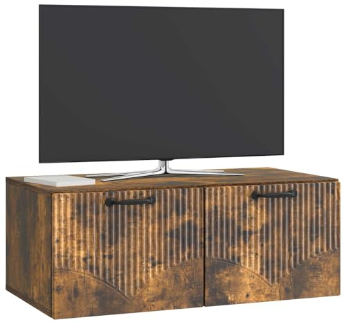 vidaXL Wandmontierter TV-Schrank Geräucherte Eiche 78,5 x 41 x 30 cm, Moderner Wohnbereich, Rechteckiger Wandschrank, Viel Stauraum, Schlichtes Design für die Haushaltsorganisation
