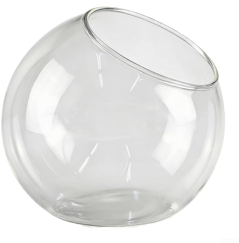 Vaso in vetro borosilicato trasparente con bocca aperta, per piante grasse, da appendere o da tavolo, per casa, giardino e feste di nozze (1 pezzo) (20 cm)