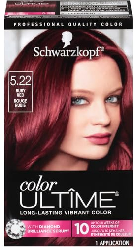 Schwarzkopf Color Ultime 5.22 Ruby Red Hair Dye, Permanent Intense Red with Diamond Brilliance, Fade-Resistant, Covers Grays, All Hair Textures