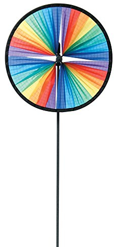 HQ Design Windspiration - Magic Wheel, UV-beständige und wetterfeste Windspiel Deko für Garten, Terrasse und Balkon, inklusive Standstab (20 Rainbow)