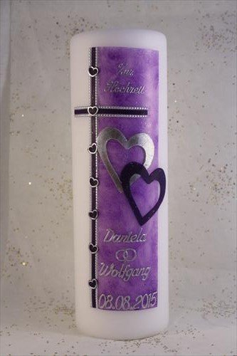 Hochzeitskerze H-65 mit Namen & Datum in verschiedenen Farben