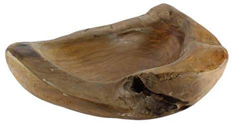 budawi-Deko & Schönes Teakholz-Schale rund poliert ca. Ø 29 cm, Obstschale aus Teakholz rustikal
