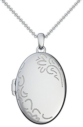Medaillon oval groß Silber 925 Luxus Etui Amulett antik Vintage (Medalion, Medallion) Damen Hals-Kette zum Öffnen antik, aufklappen Anhänger aufklappbar mit Kette für Foto Kette FF103 SS92545