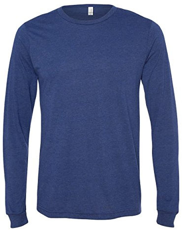 Bella + Canvas Men's Jersey Long-Sleeve T-Shirt (3501) Navy Triblend - -