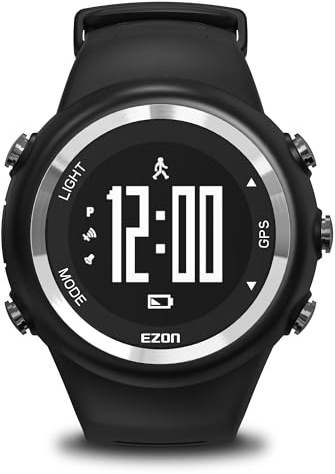 EZON GPS Running Watch with Distance Pace Alarm and Calorie Counter and Stopwatch for Men T031B01 Black