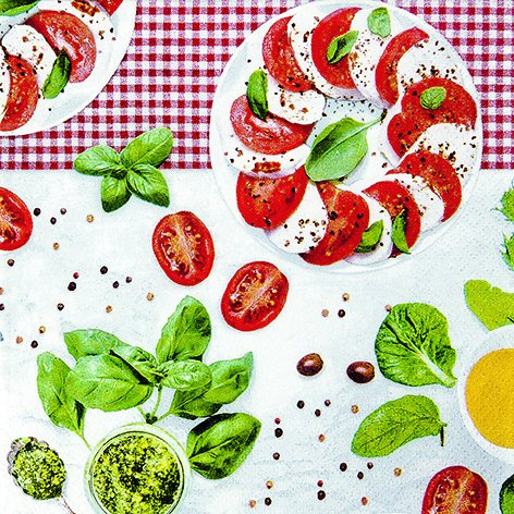 20 Servietten Caprese/Tomate/Mozzarella/Salat 33x33cm