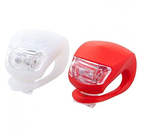 2 LED SILICONE MOUNTAIN BIKE BICYCLE FRONT REAR LIGHTS SET PUSH CYCLE LIGHT CLIP