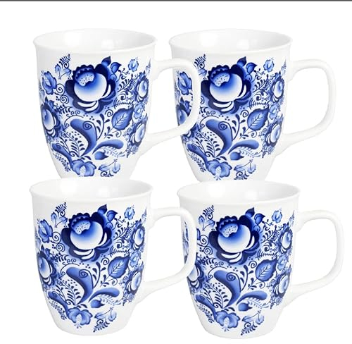 4 Tassen SET Tasse Becher Gzhel je 0,4 Liter 400ml