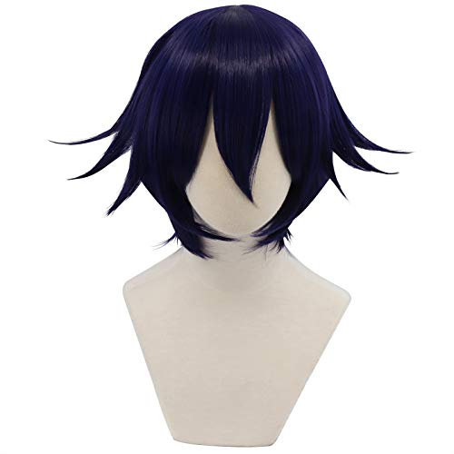 Cfalaicos 37,8 cm Short Noir Violet Cosplay Perruque avec perruque (besoin de style par vous-même)