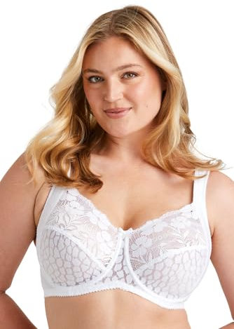 Miss Mary of Sweden Jacquard & Lace Womens Underwired Bra with Side Support 42C White