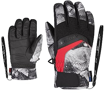 Ziener Jungen Labino As(r) Glove Junior Ski handschuhe Wintersport Wasserdicht Atmungsaktiv, Grey Mountain Print, 4.5 EU