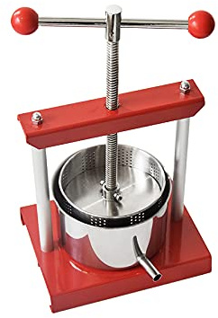 SQUEEZE master Cheese Tincture Herb Fruit Wine Manual Press -0.53Gallon/ 2 Litre-Power Ball Handle-Stainless Steel & Iron for Juice, Cider,Wine,Olive Oil