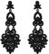 EVER FAITH Damen Ohrringe Kristall Hochzeit Vintage Party Abendessen Stil Floral Blatt Kronleuchter Ohrhänger Schwarz