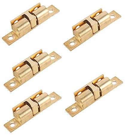 Shiwaki 5pcs Ball Catch Solid Brass Adjustable Double Ball Tension Roller Catch Latch Hardware Fitting for Cabinet Closet Furniture Door(40MM)
