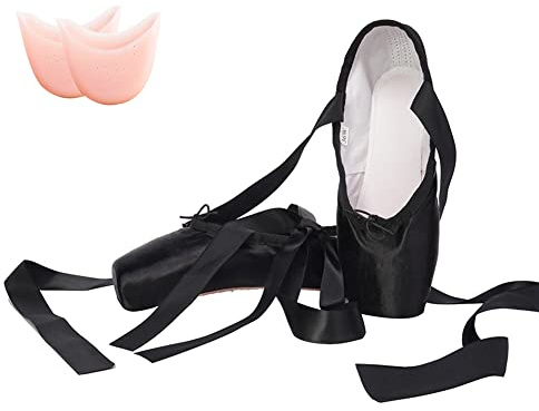 VCIXXVCE Spitzenschuhe Satin Canvas Professionell Ballet Pointe Shoes mit Bändern für Damen Mädchen,Modell-TJ-Pointe Ballet