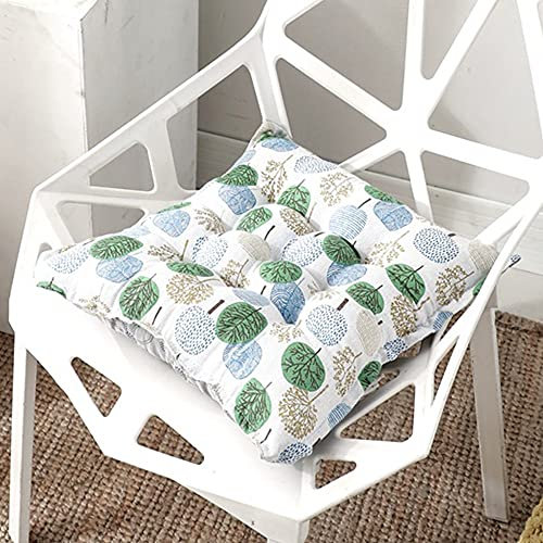 Stuhlkissen mit Bändern 2er Set, Chickw1 Nordischer Stil Sitzkissen Gefüllt Dekokissen Zierkissen Gartenkissen für Gartenstuhl, Küche oder Esszimmerstuhl Indoor Outdoor (Apfelbaum,40x40cm)