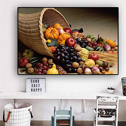 Obst Gemüse Kochzubehör Poster und Drucke Leinwand Gemälde für Wohnzimmer Küche Dekor Moderne Kunst Wandbild 40x60cm Rahmenlos