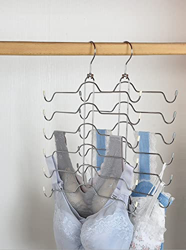 HAIZLUOP Tank Top Hanger, Metal Sports Bra Hangers for Closet Organizer 6 Tier, Chrome, 2 Pack (2)