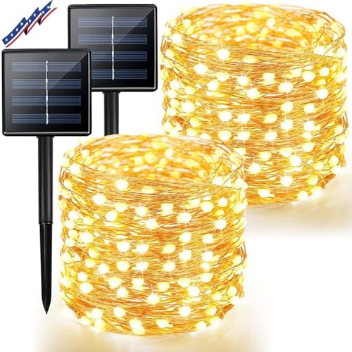 BHCLIGHT Solar String Lights Outdoor, 2 Pack 80 FT 200 LED Fairy Lights