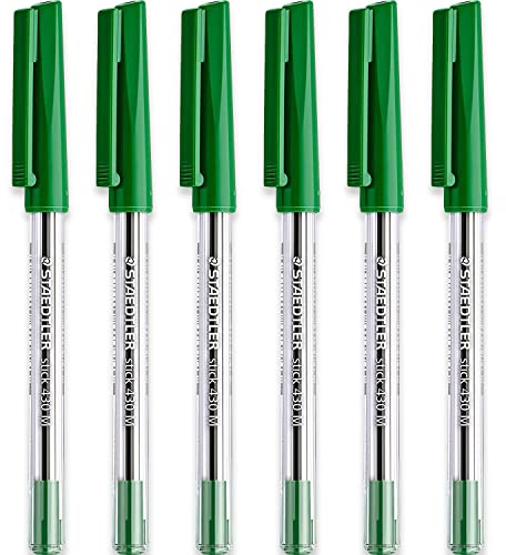 Staedtler Bolígrafo mediano de 0,5 mm, 430 m, tinta verde, paquete de 6